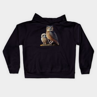 Mother Horned Owl and Owlet Kids Hoodie